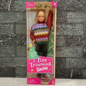 MATTEL VINTAGE NIB TREE TRIMMING BARBIE SPECIAL EDITION BRUSH & PUNCH-OUT TREE